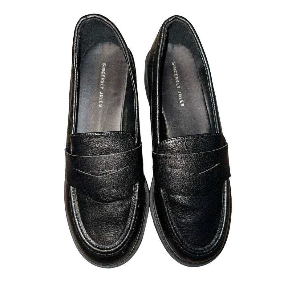 Sincerely Jules Slip On Platform Black Oxford Loafer Shoes Women Size 10M Rocker